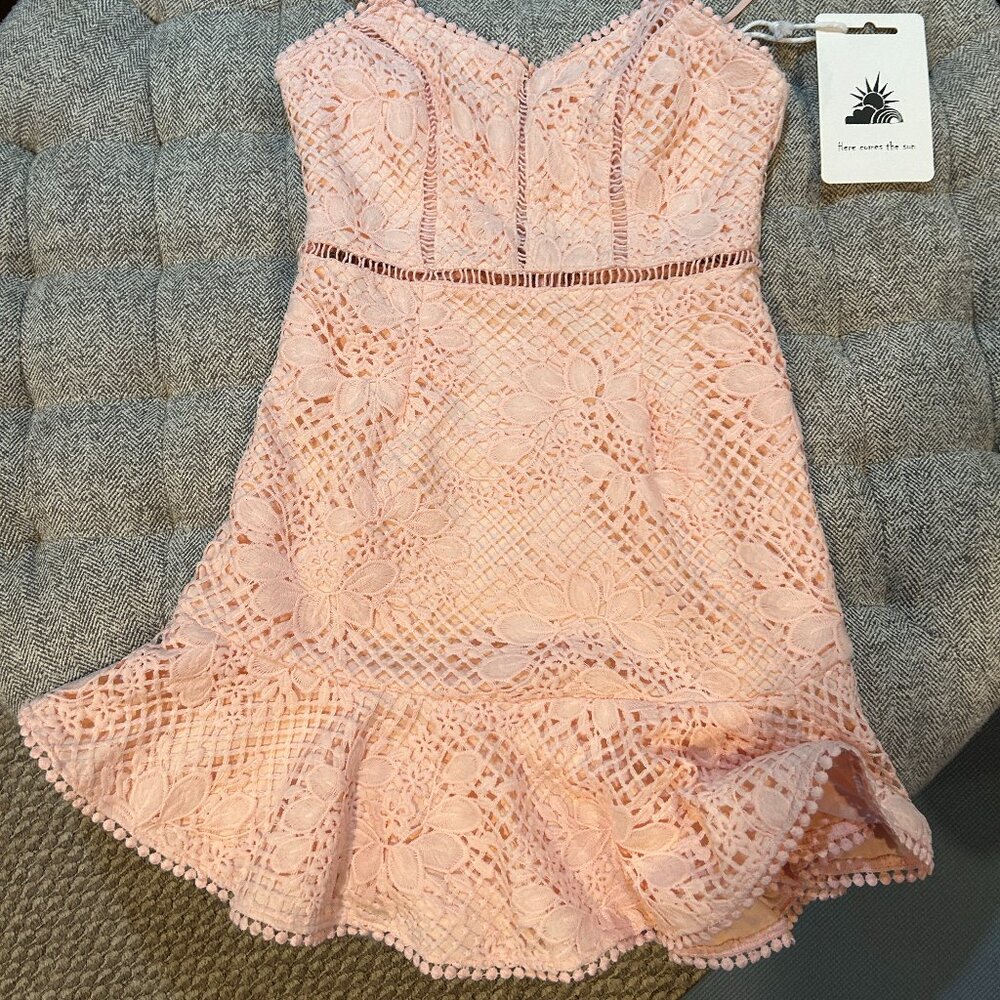 Baby Pink Crocheted detailed dress